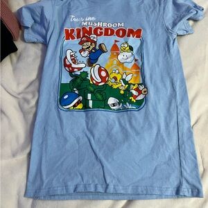 Nintendo Blue and Red Short Sleeve Tee with Adventure Graphic